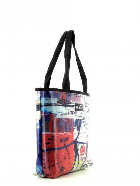 borse shopper Schorn graffito, scritture, astratto, rosso, bianco, blu