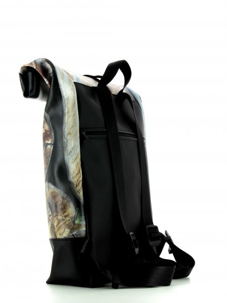 Roll backpack Riffian Kaschon Tree trunks, black, brown