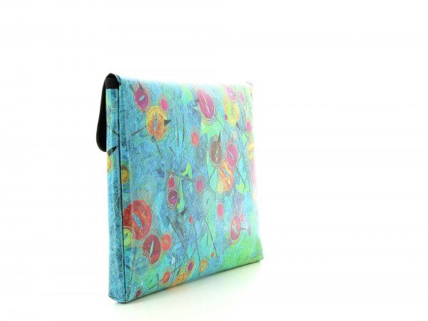 Home & Office Laptop case Silvester turquoise, green, pink, orange, dots, lines, patchwork