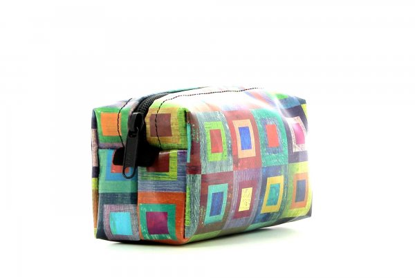 Cosmetic bag Burgstall Damm colored, checked, geometric, yellow, lilac, blue