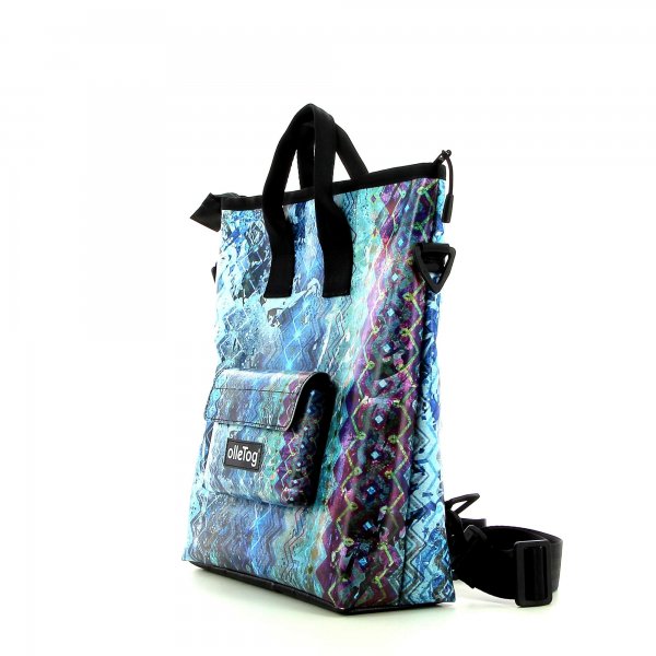 Backpack bag Prags Hasl Abstract, Blue, Lilla, Turquoise, Lines, Vintage