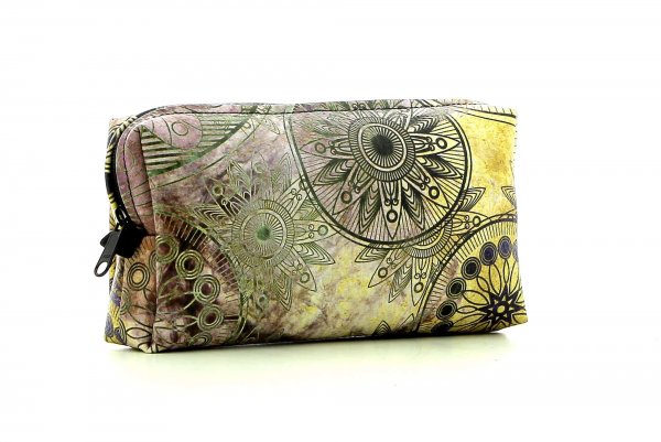 Cosmetic bag Steinegg Grutzen Colorful vintage pattern with flowers,mandala, gold, yellow, blue, green