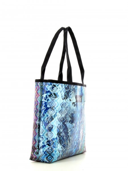 Shopping bag Kurzras Hasl Abstract, Blue, Lilla, Turquoise, Lines, Vintage