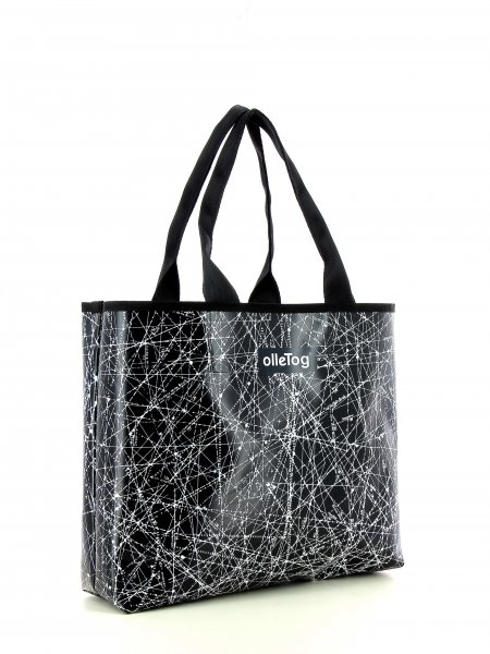 Shopping bag Taufers Montog black, white, lines, fonts, two-colour, starry sky