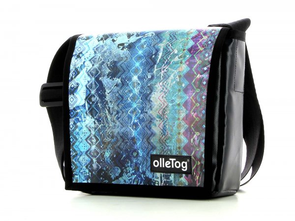 Messenger bag Glurns Hasl Abstract, Blue, Lilla, Turquoise, Lines, Vintage