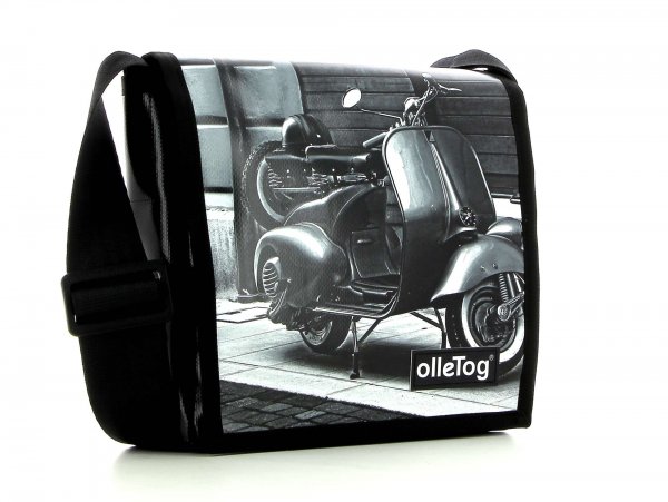 Messenger bag Glurns Trafoi motorcycle, vespa, retro, vintage, white, black