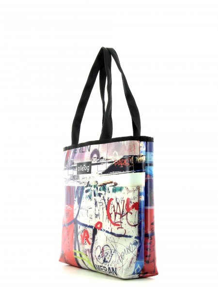 shopper Kurzras Schorn graffito, scritture, astratto, rosso, bianco, blu