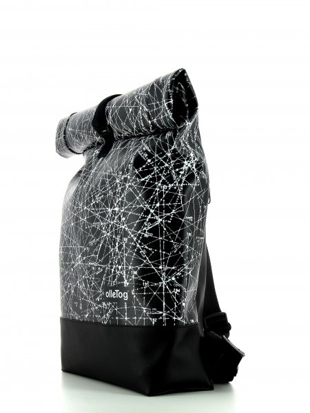 Roll backpack Riffian Montog black, white, lines, fonts, two-colour, starry sky