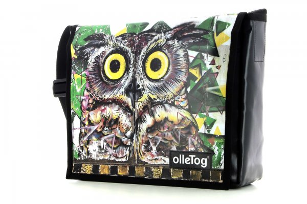Messenger bag Bruneck Rambach Owl, green, white, brown, animals, nature