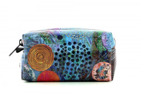 Cosmetic bag Burgstall Vogtland colorful, abstract, blue, red, orange, circles, patchwork