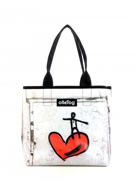 Shopping bag Kurzras Kranzelstein heart, red, white, wall