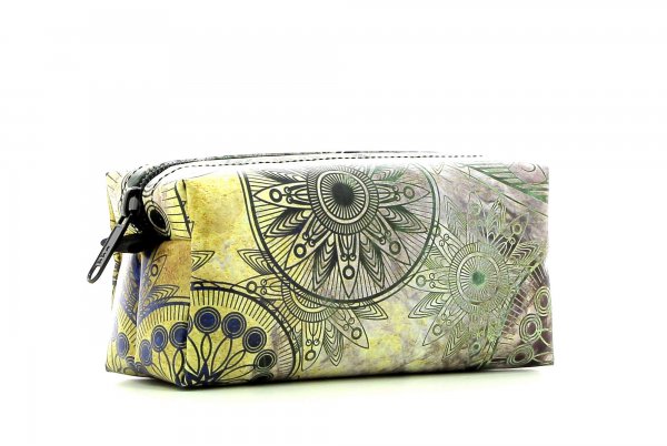 Cosmetic bag Burgstall Grutzen Colorful vintage pattern with flowers,mandala, gold, yellow, blue, green