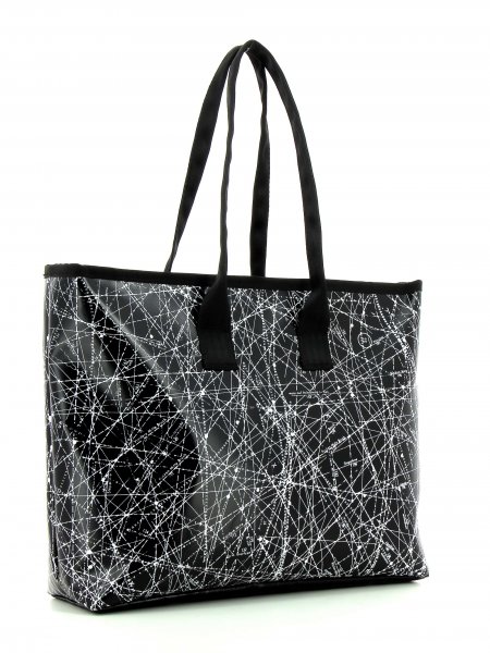 Shopping bag Deutschnofen Montog black, white, lines, fonts, two-colour, starry sky