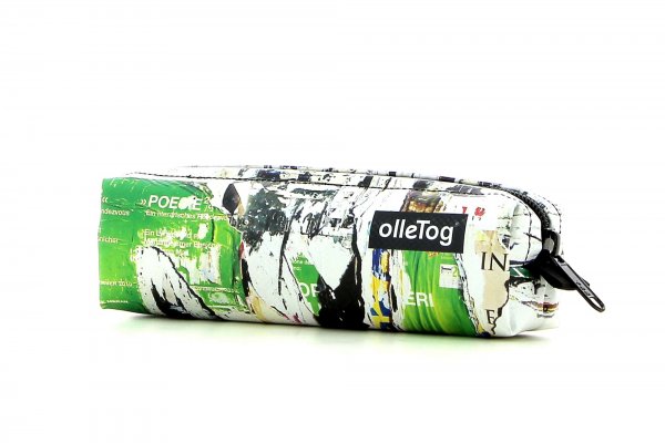 Pencil case Marling Spaur photo collage, green, yellow, torn poster