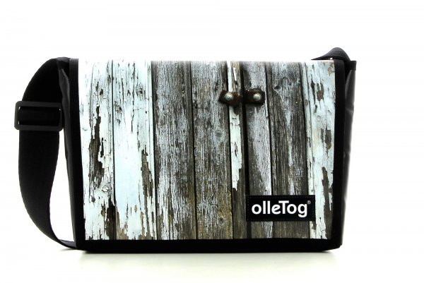 Messenger bag Eppan Lappa Stripes, white, wooden wall, wooden mouldings