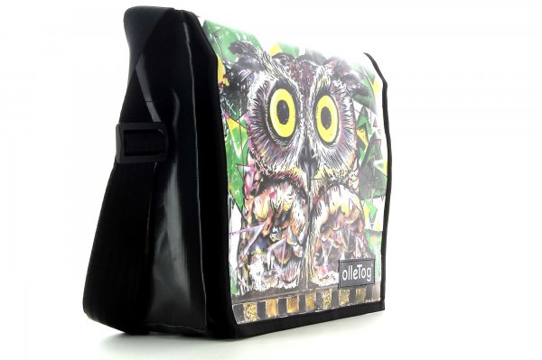 Messenger bag Bruneck Rambach Owl, green, white, brown, animals, nature