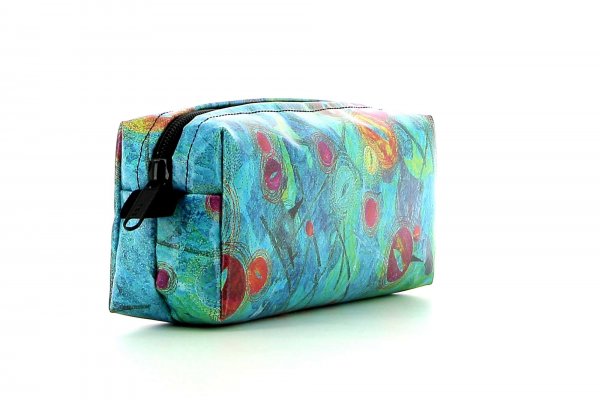 Pencil case Rabland Silvester turquoise, green, pink, orange, dots, lines, patchwork