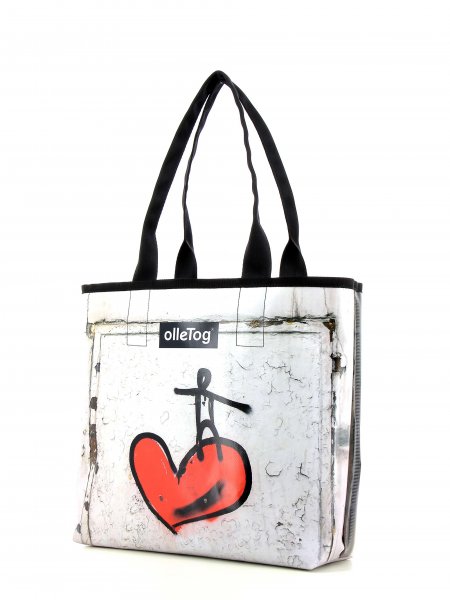 Shopping bag Kurzras Kranzelstein heart, red, white, wall